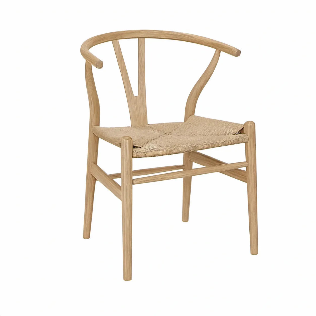 Cadeira Wishbone em Carvalho Natural com Assento em Cordão de Papel Bege, 55 x 51 x 76 cm