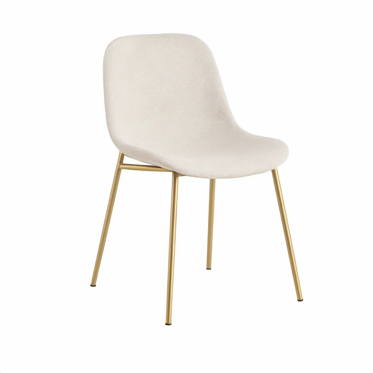 Cadeira Estofada Curva em Poliéster Bege Claro e Aço Dourado 50 x 58 x 82 cm