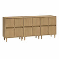 Conjunto de 3 Aparadores Retangulares em MDF, Carvalho Natural, 240 x 40 x 90 cm