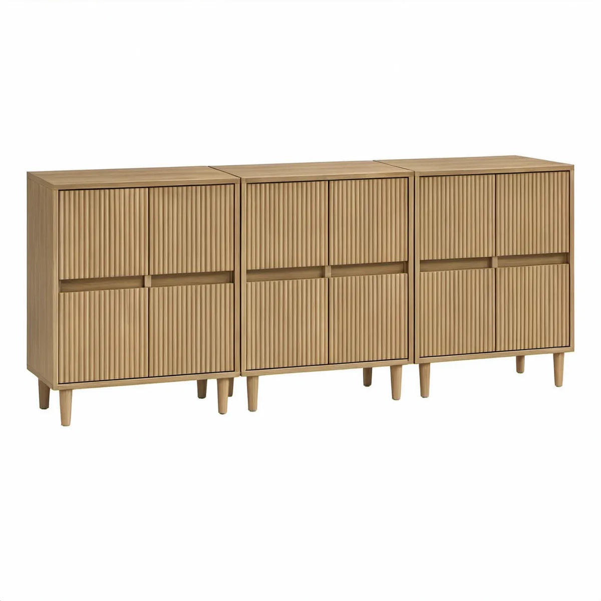 Conjunto de 3 Aparadores Retangulares em MDF, Carvalho Natural, 240 x 40 x 90 cm