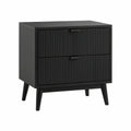 Cómoda baixa preta em MDF com 2 gavetas, 60 x 40 x 65 cm