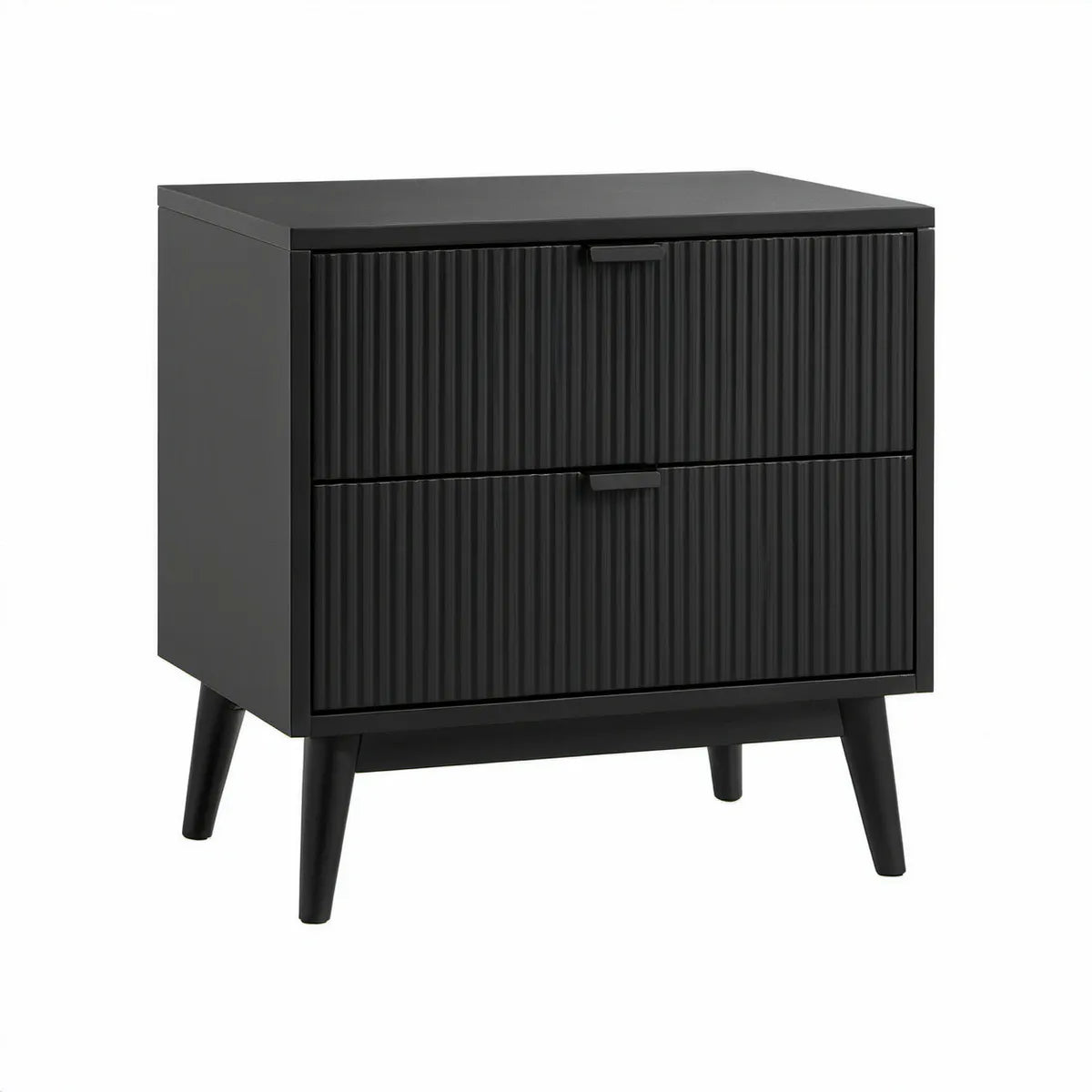 Cómoda baixa preta em MDF com 2 gavetas, 60 x 40 x 65 cm