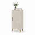 Aparador Retangular em MDF Creme com Detalhes Dourados, 60 x 40 x 100 cm